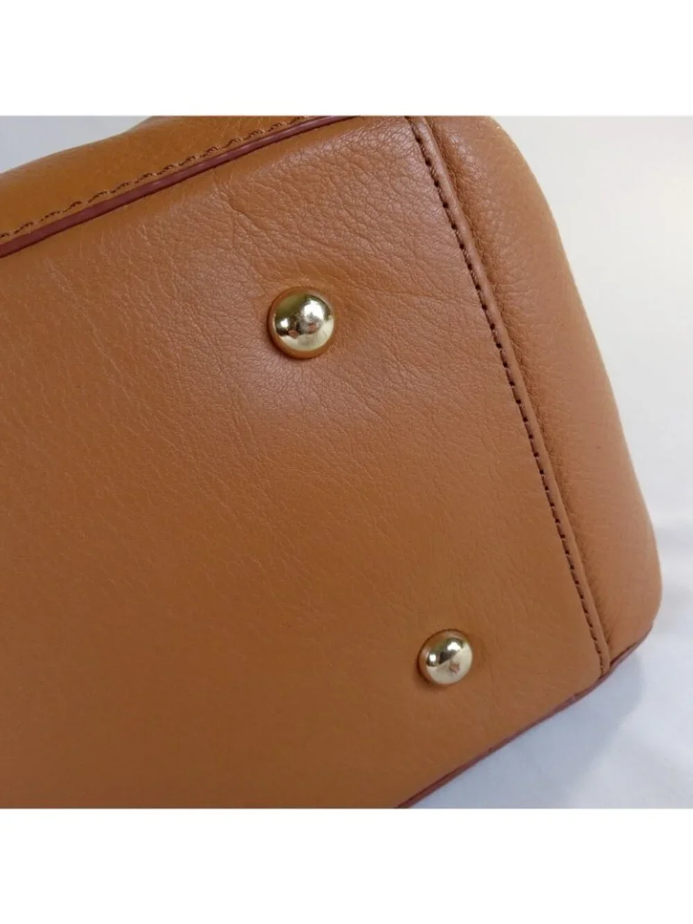 Mark & Graham Camel Leather Tote Bag Tan Brown Leather and Twill Straps 13x15